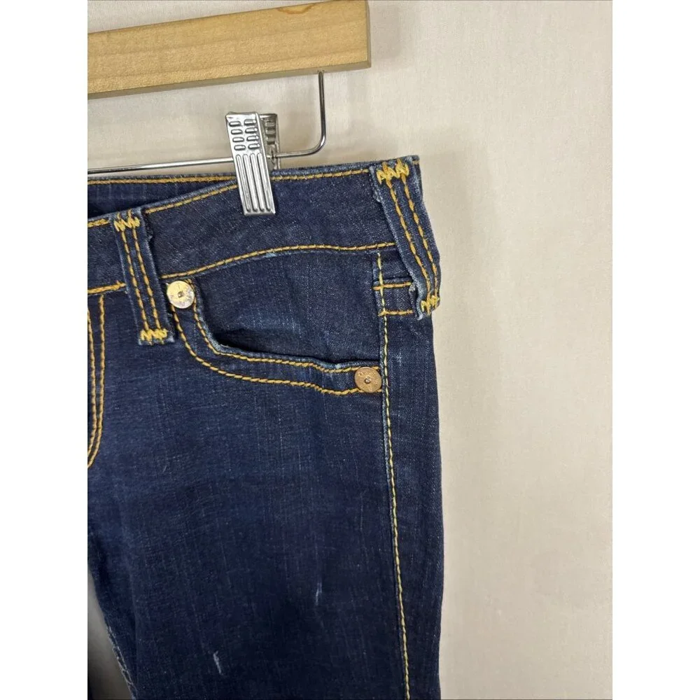 True Religion Womens 31x30 Dark Wash Bootcut Jeans Contrast Stitch USA - Picture 3 of 10